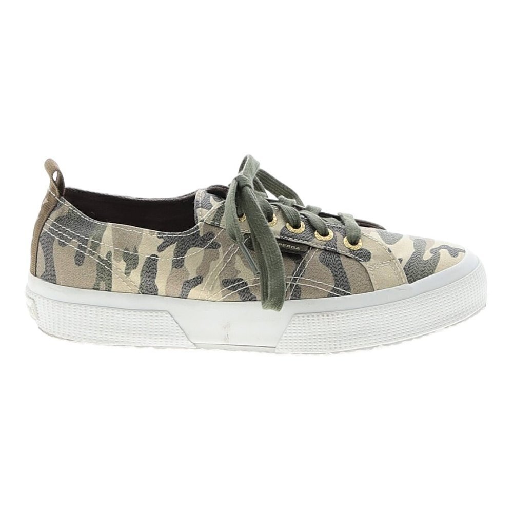 Unisex Superga Camo Metallic Lace Up Low Top Canvas Sneakers Women's 6
